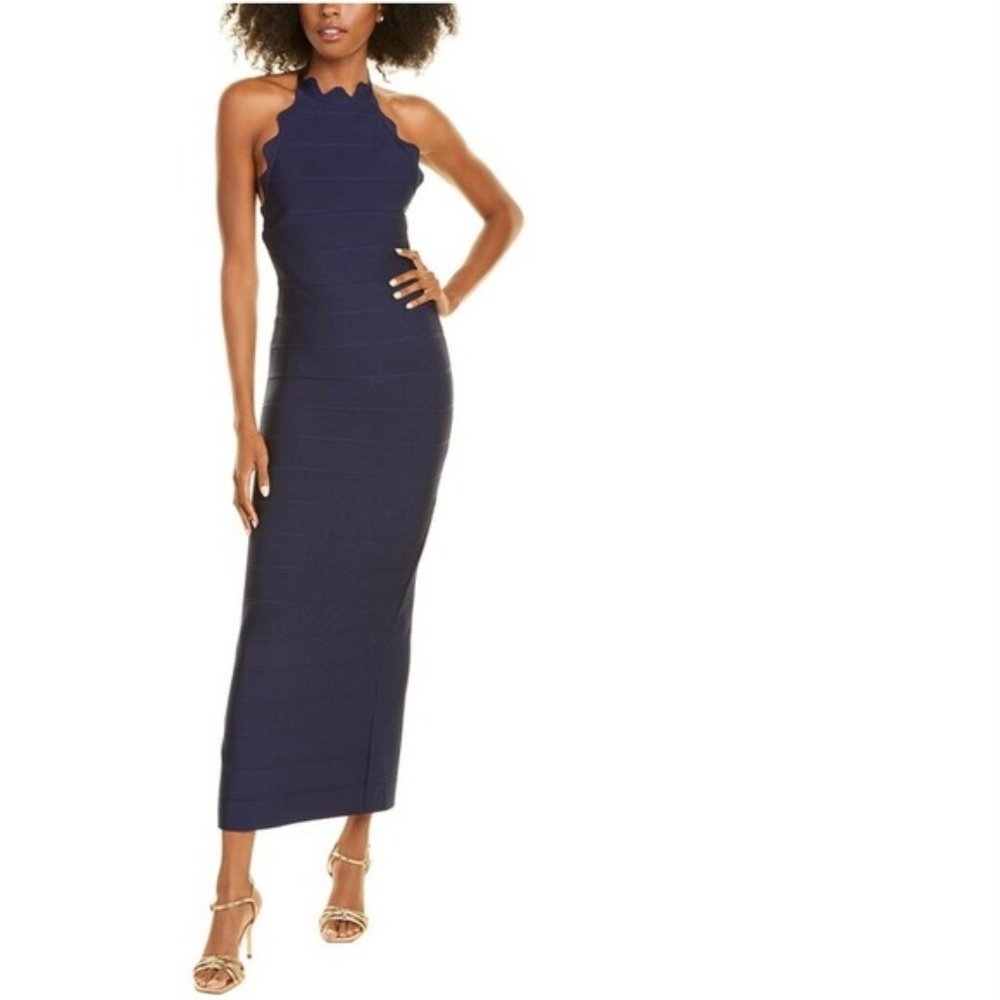Hervé Leger Scalloped Halter Dress NWT